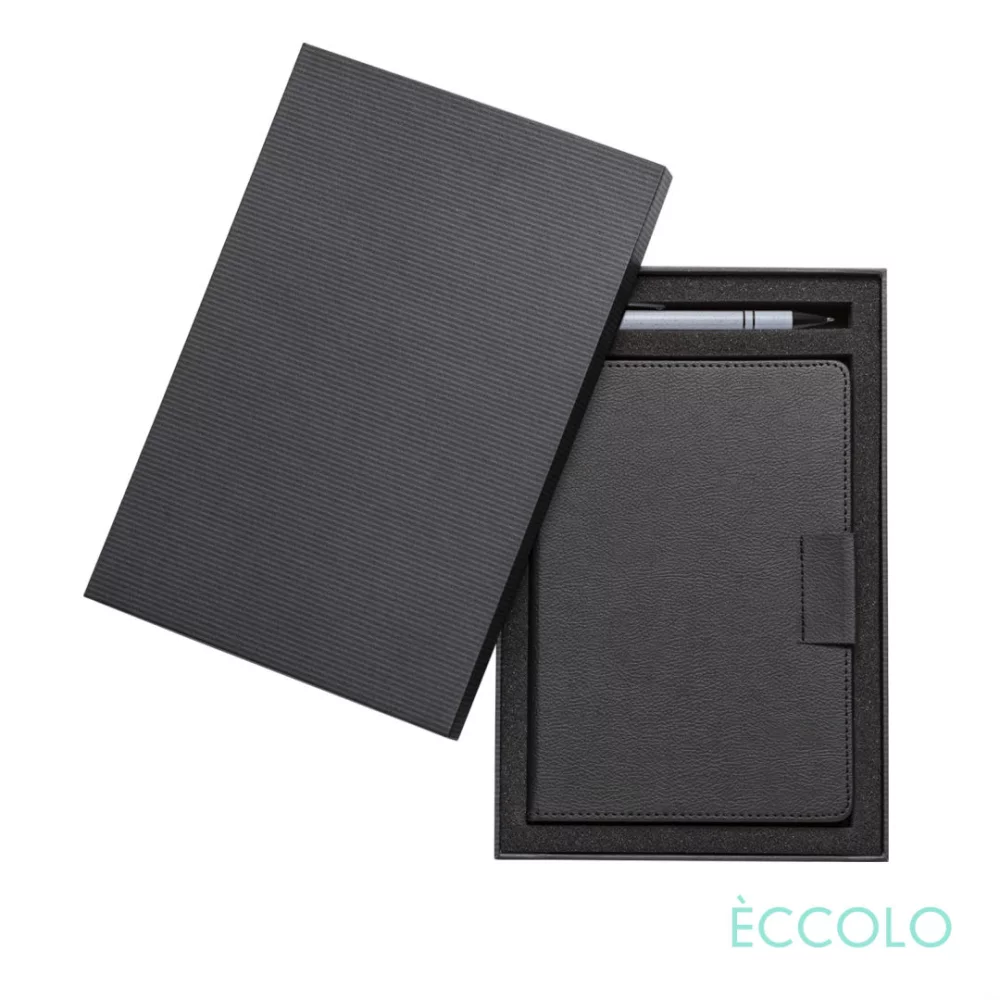 Eccolo® Carlton Journal/Austen Pen/Stylus Gift Set - (M) 5¾"x8¼" Black