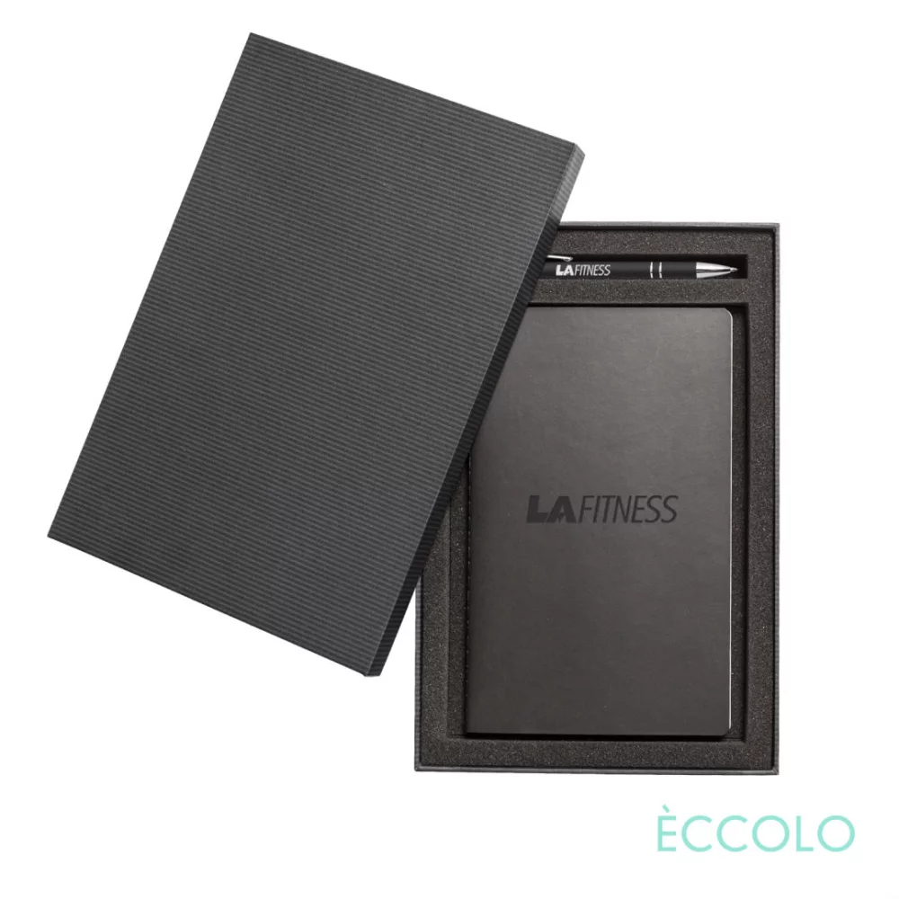 Eccolo® 4 x Single Meeting Journal/Kurt Pen/Stylus Gift Set - (M) 6"x8" Black