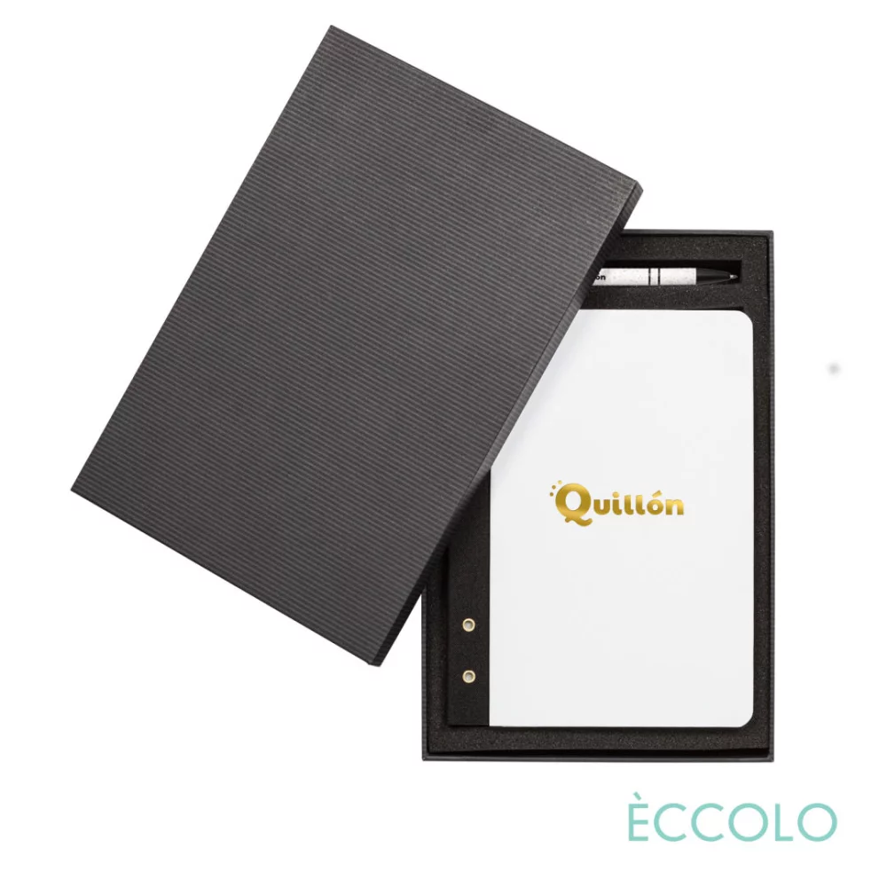 Ensemble cadeau Eccolo® Fandango Journal/Austen Pen/Stylus - (M) 6"x8¼" Blanc