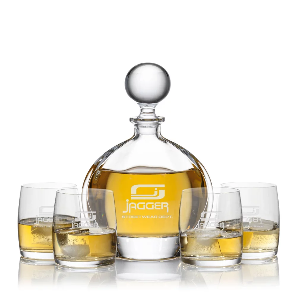 Carafon Tilden et 4 verres à whisky.