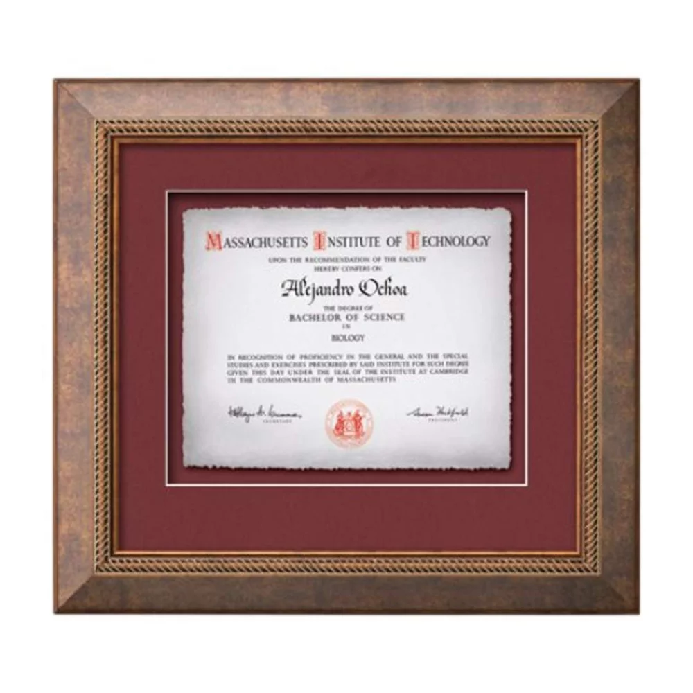 Certificat Grazia en papier moulé horizontal - noir/or 19"x17"
