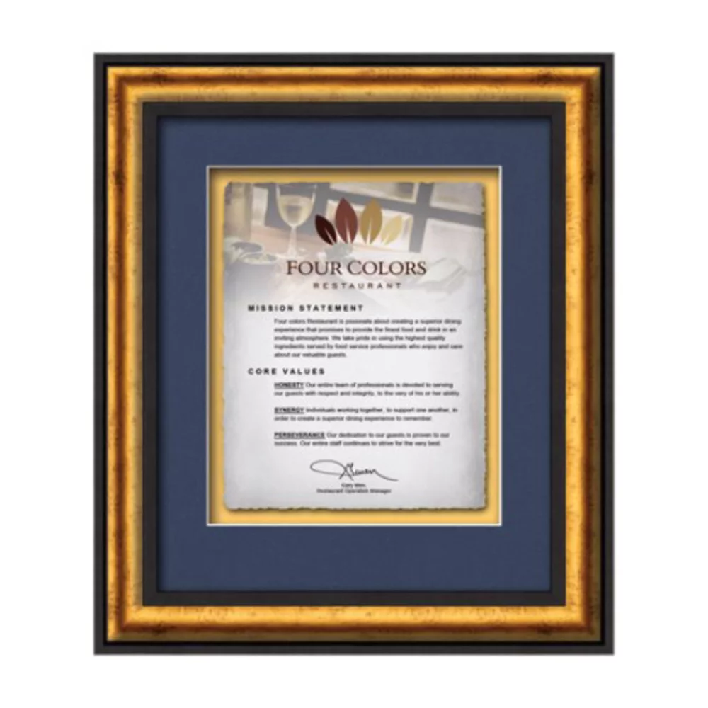 Certificat Grazia en papier moulé Vert - Noir/Or 15"x17½"