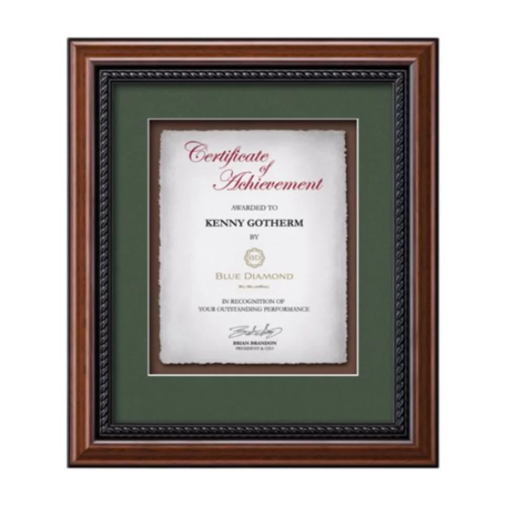 Certificat de décoration en papier moulé Vert - Noyer 15"x17½"