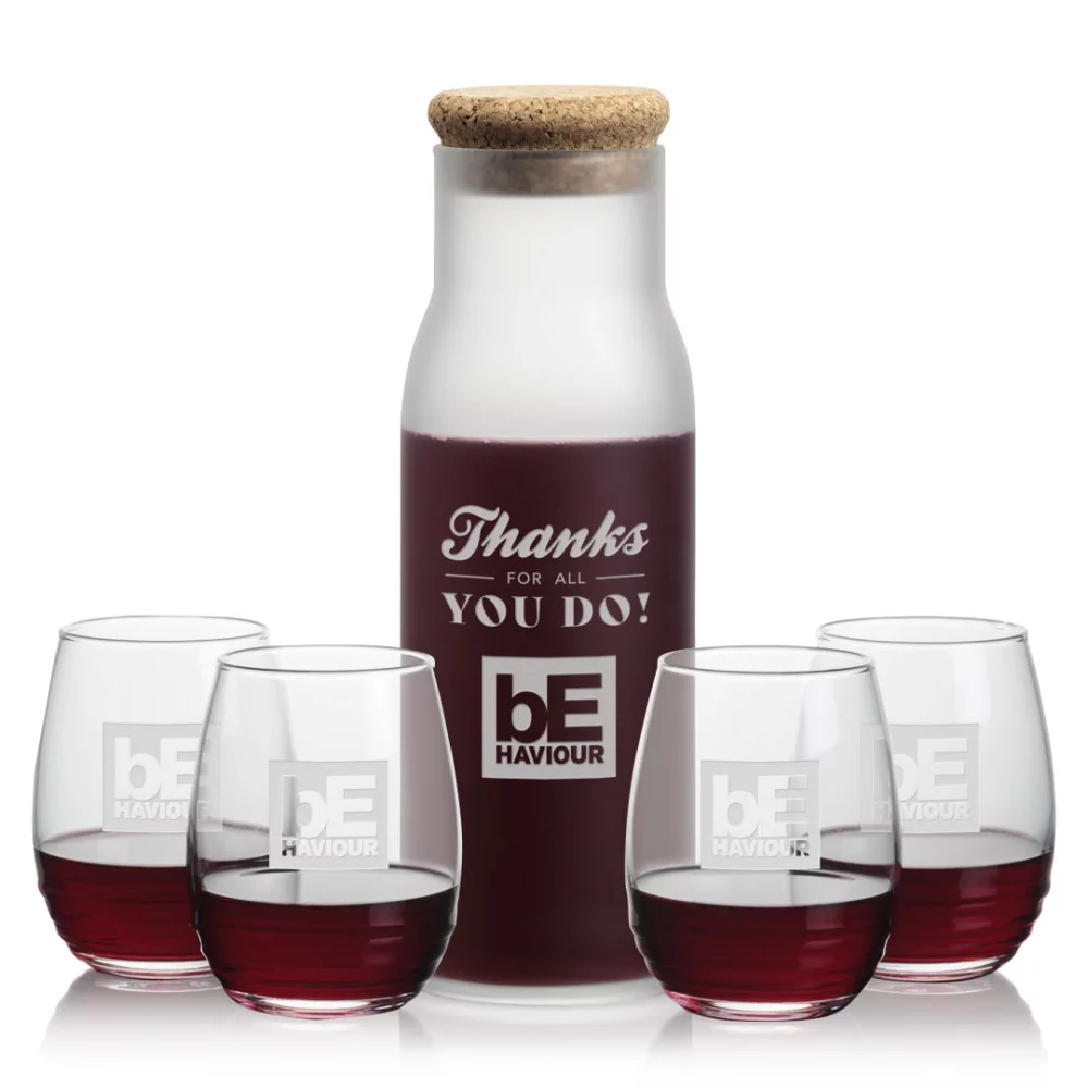 Yarmouth Carafe & 4 Ramira Stemless Wine