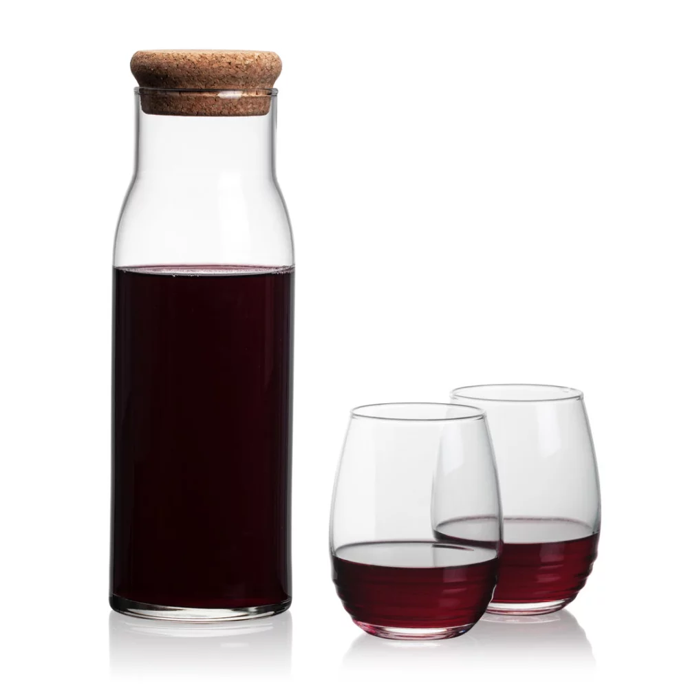Carafe Aviston et 2 verres à vin sans pied Ramira