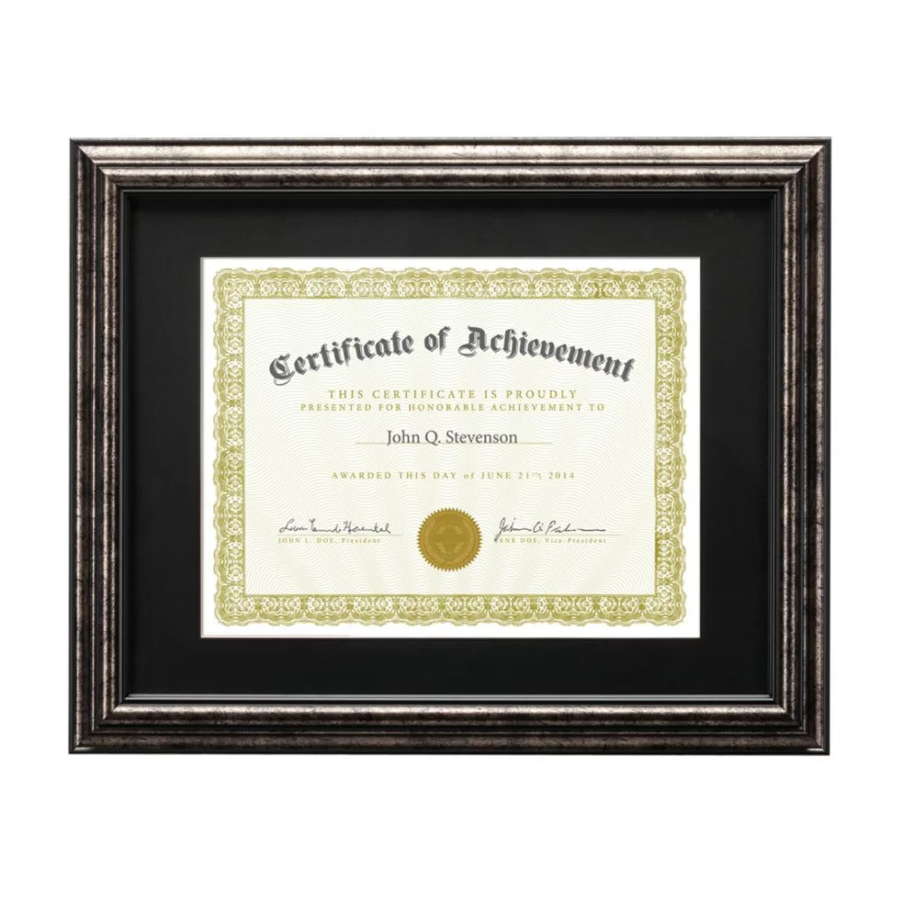 Delhi Cert Frame - Charcoal/Black 8½"x11"