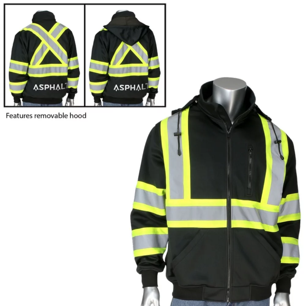 Sweatshirt en molleton noir à fermeture éclair intégrale et dos croisé bicolore