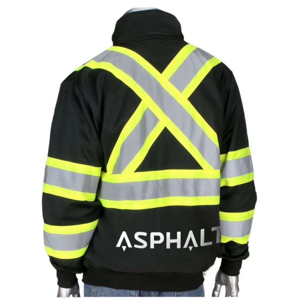 Sweatshirt en molleton noir à fermeture éclair intégrale et dos croisé bicolore