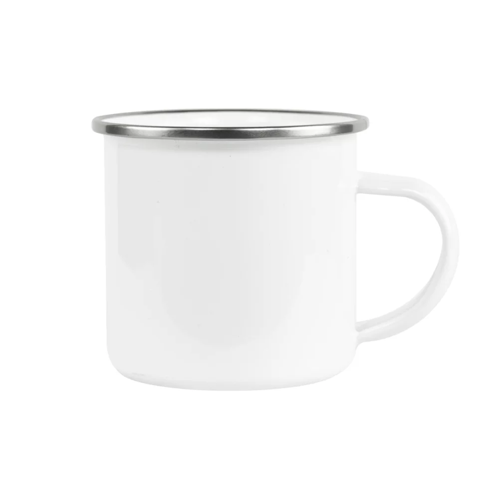Tasse émaillée blanche de 12 oz.