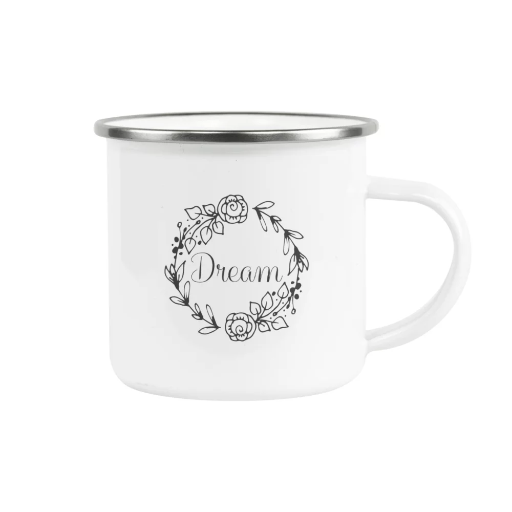 Tasse émaillée blanche de 12 oz.