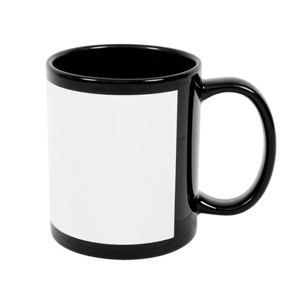 Mugs noirs avec anse en C de 11 oz.