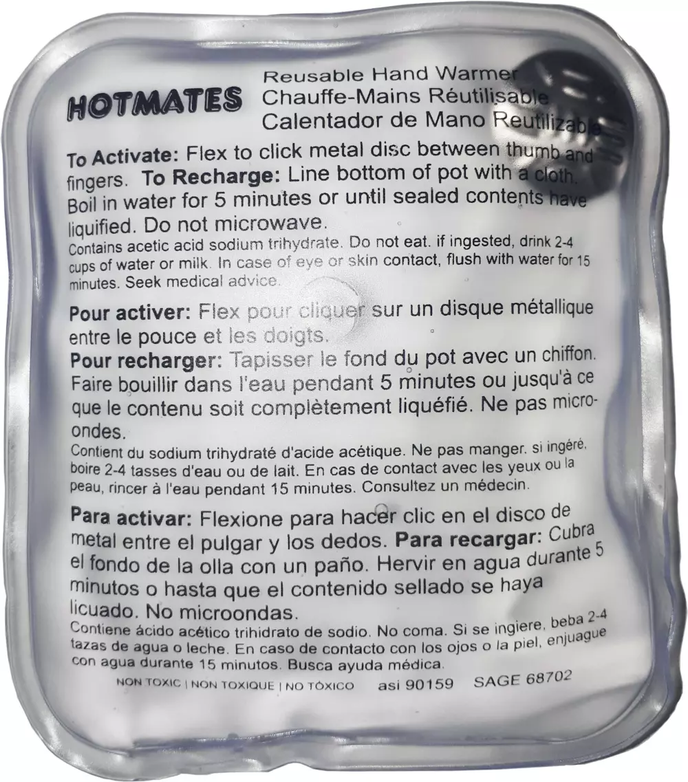 2 HotMates Reusable Hand Warmers w/ White Micro Fiber