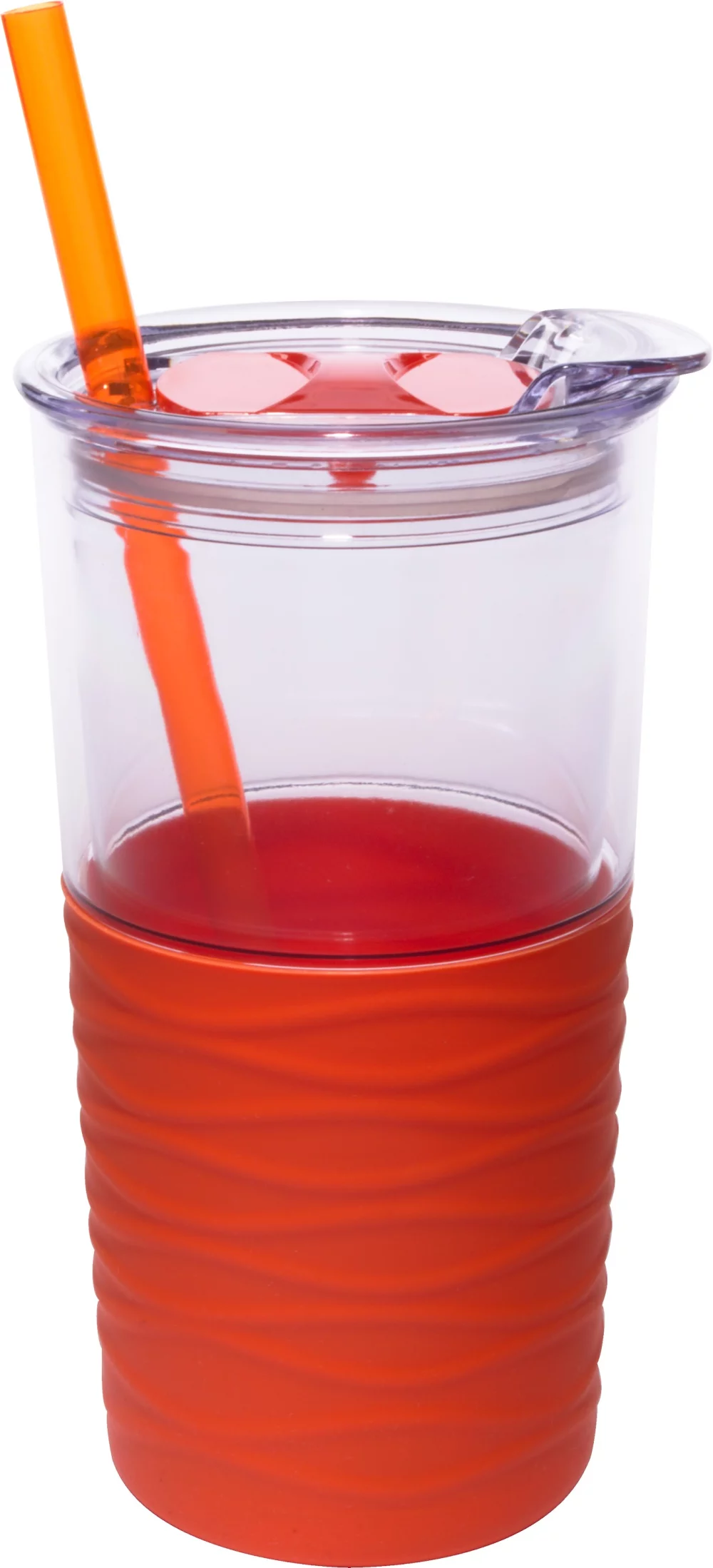 Gobelet acrylique double paroi Duet de 20 oz avec paille et manchon en silicone