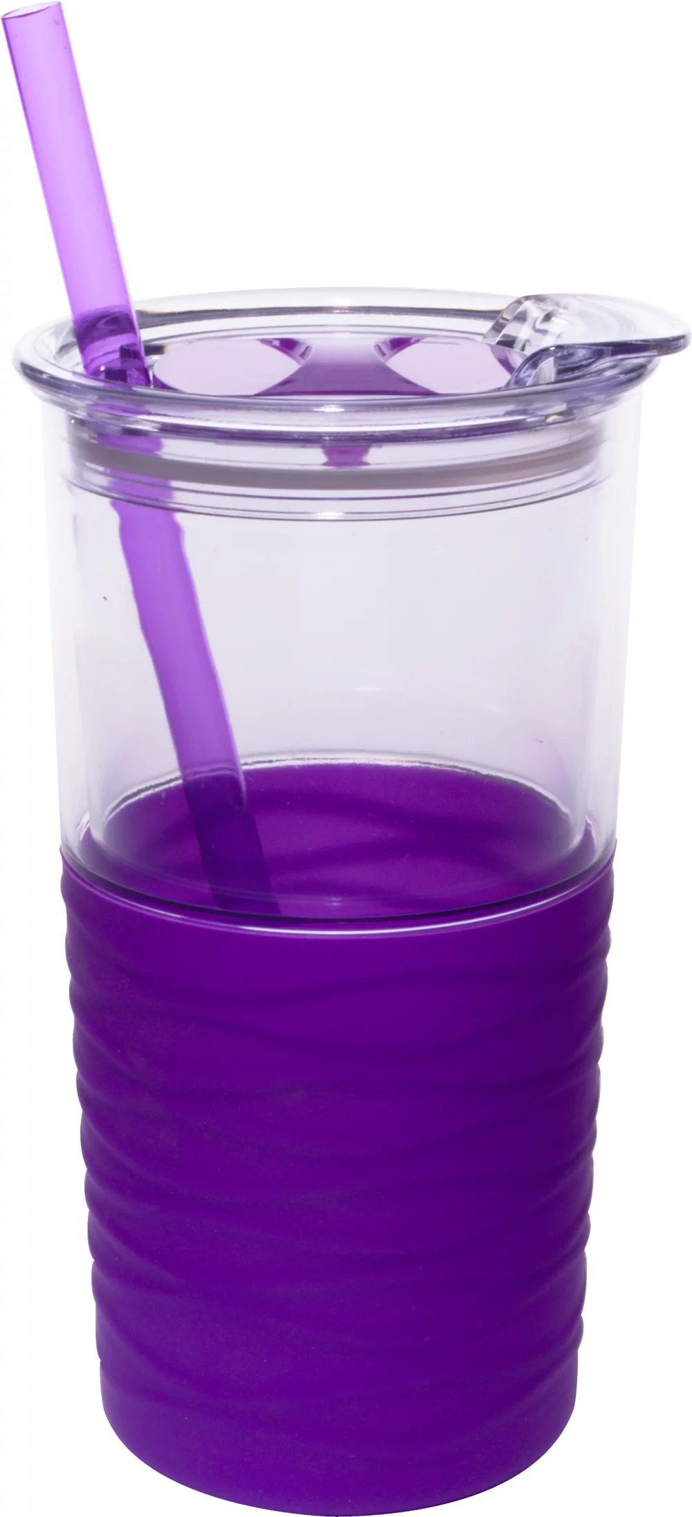 Gobelet acrylique double paroi Duet de 20 oz avec paille et manchon en silicone