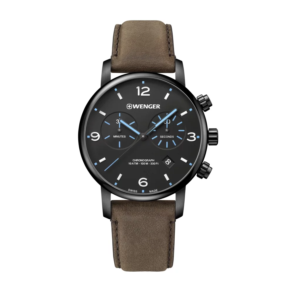 Montre Metropolitan Chrono cadran noir avec aiguilles bleues