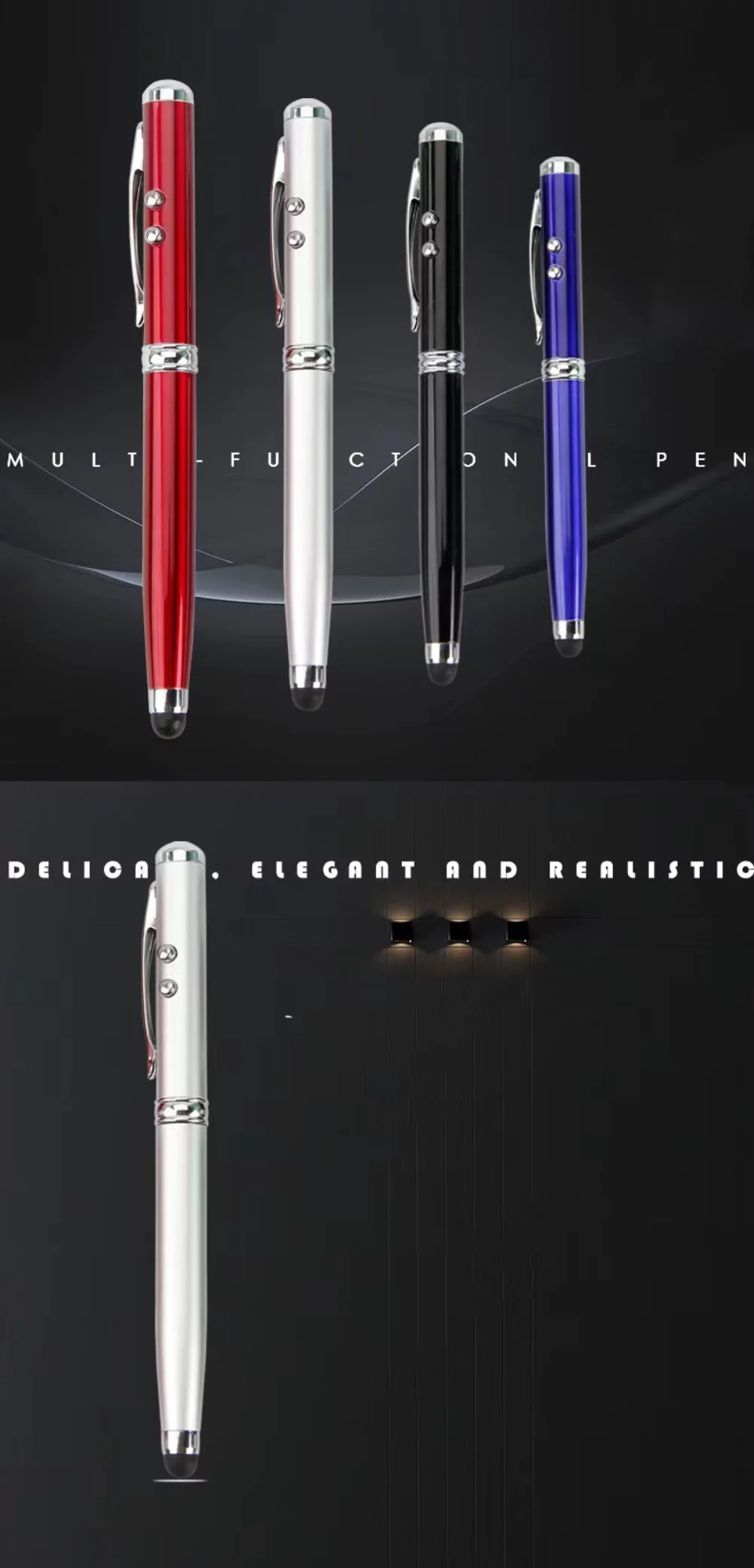 Pointeur laser stylo 4-en-1/LED/Stylo tactile