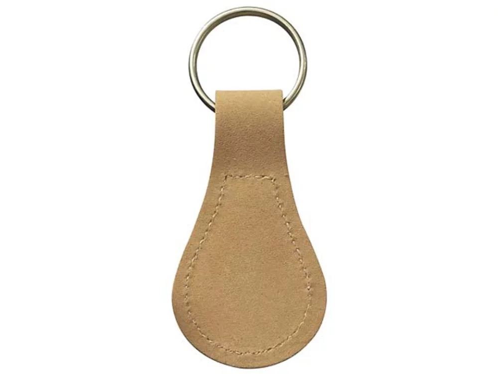 Étiquettes de clés cousues en cuir nubuck en forme de goutte d'eau, 2 faces (1 5/8" x 3 5/8")