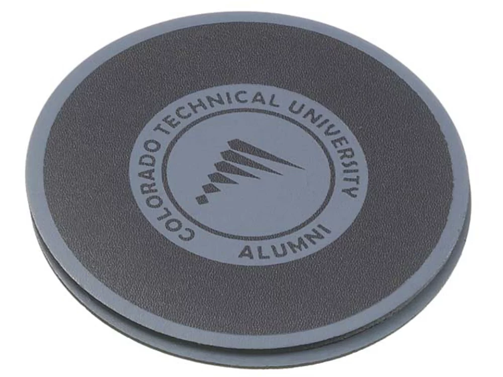 Set of 2 Round Bonded Leather Coasters