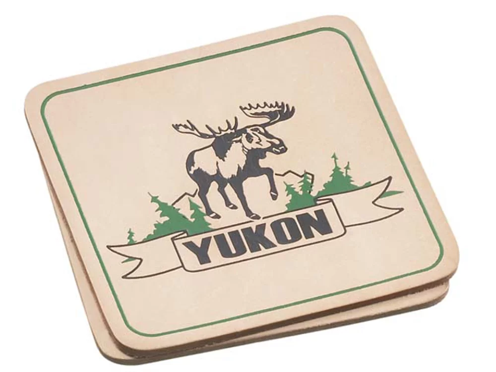 Ensemble de 2 dessous-de-verre carrés en cuir naturel