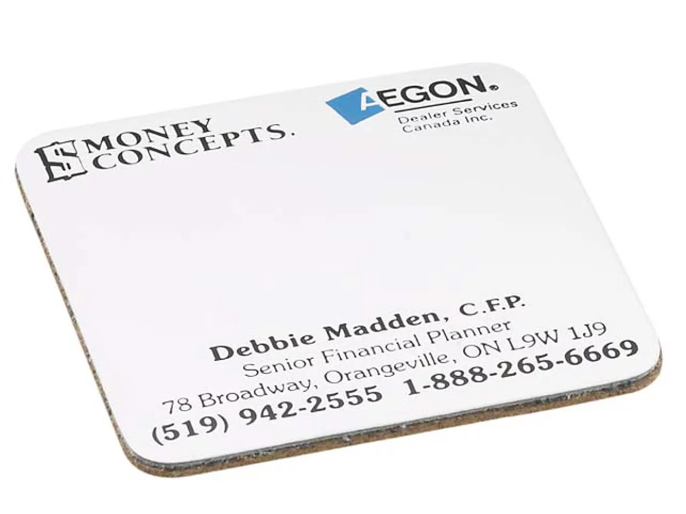 Sous-verre carré en cuir avec dos en liège