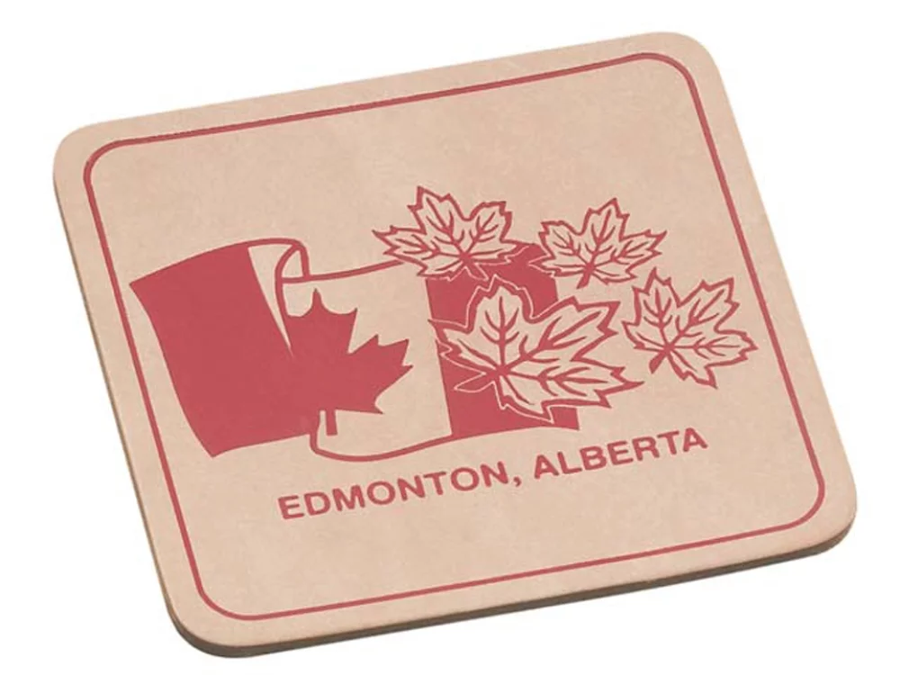 Square Natural Leather Single Coaster w/ Round Corners