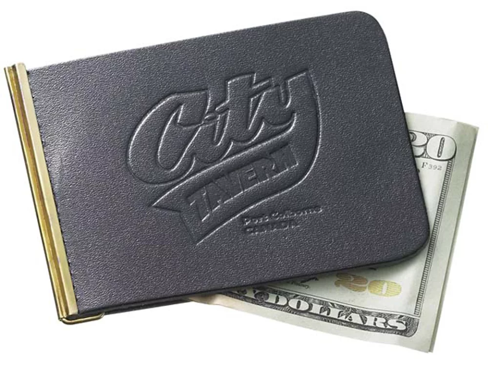 Bonded Leather Spring Loaded Money Clip