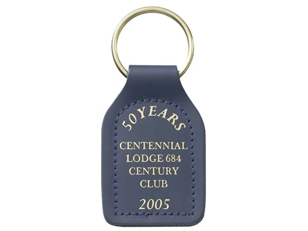Porte-clés rectangulaire en cuir (2 7/8"x1 5/8")