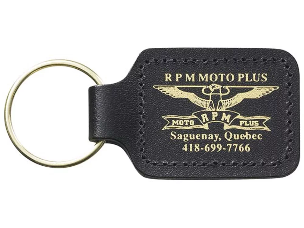 Étiquette de clé rectangulaire petite en cuir lié des deux côtés cousue (2 3/8"x1 1/2")