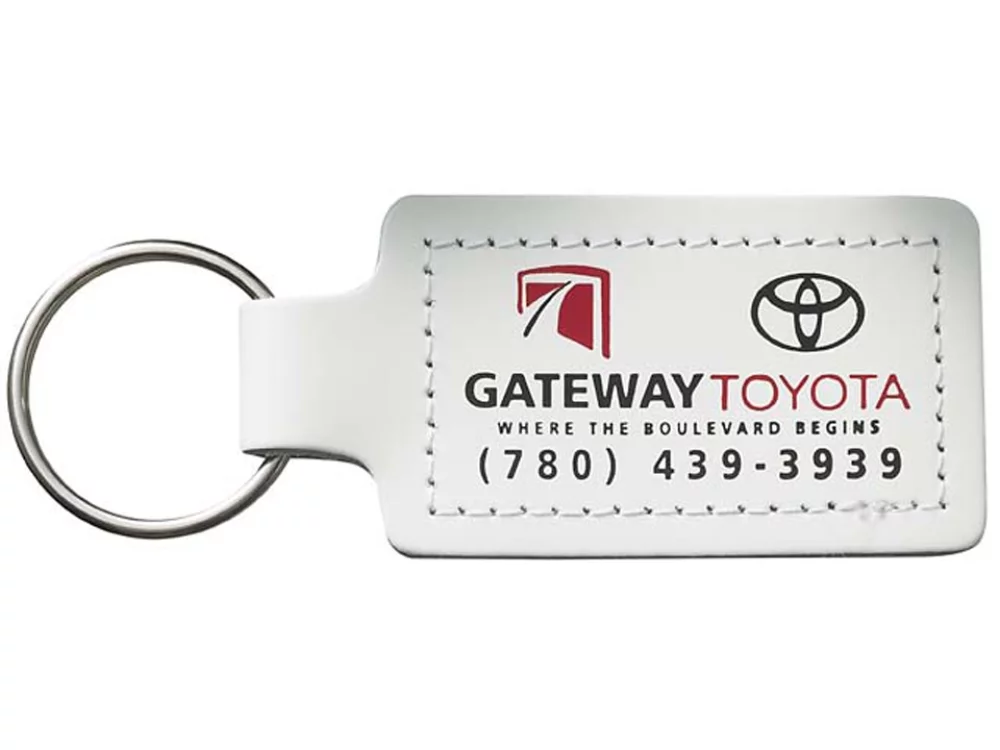 Étiquette de clé rectangulaire large cousue des deux côtés en cuir pleine fleur (1 1/2"x3 1/4")