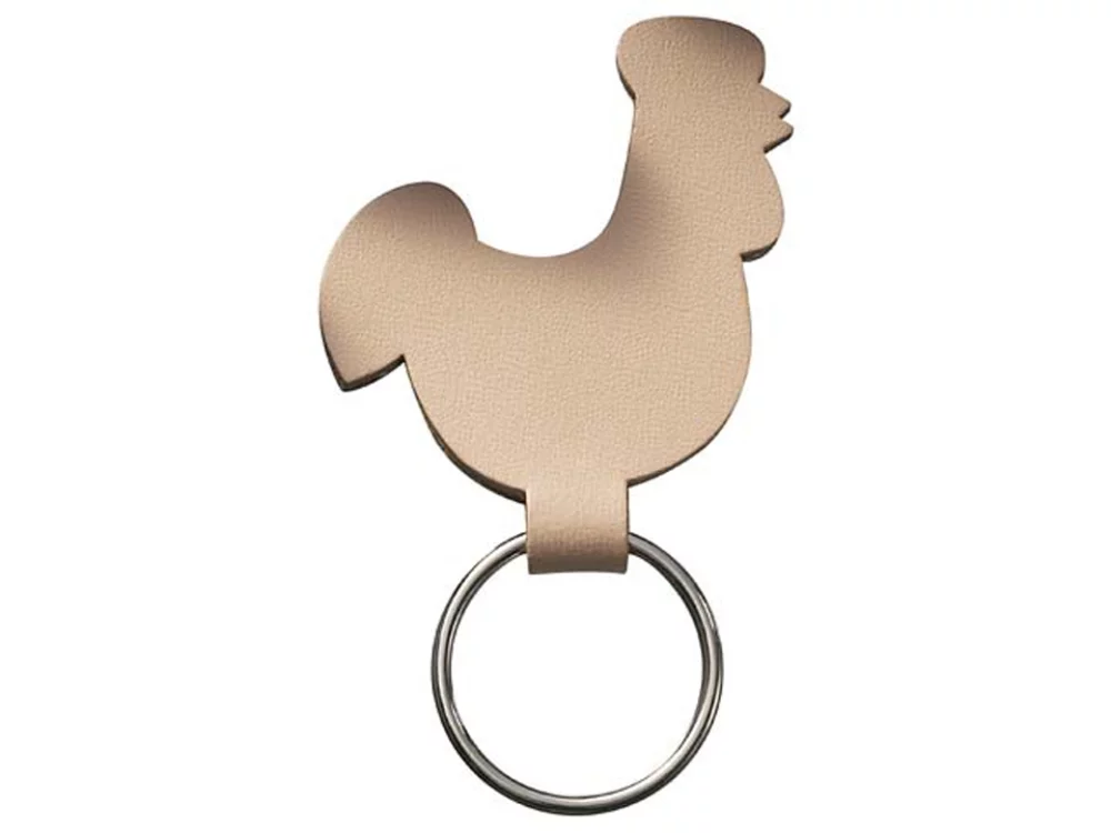 Porte-clés en forme de poulet de collection d'animaux en cuir synthétique.
