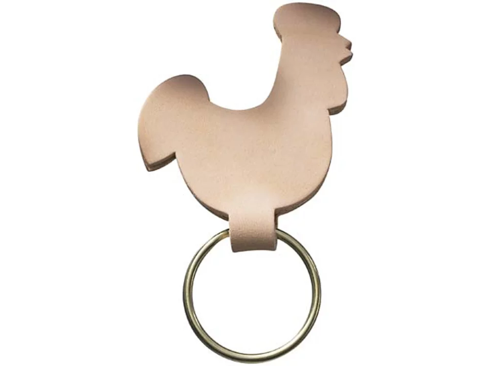Porte-clés en forme de poulet en cuir naturel de la collection d'animaux.