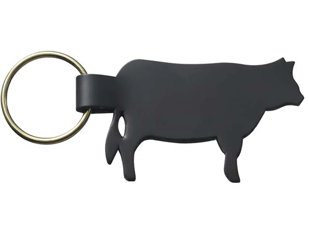 Top Grain Leather Cow Shaped Animal Collection Key Chain