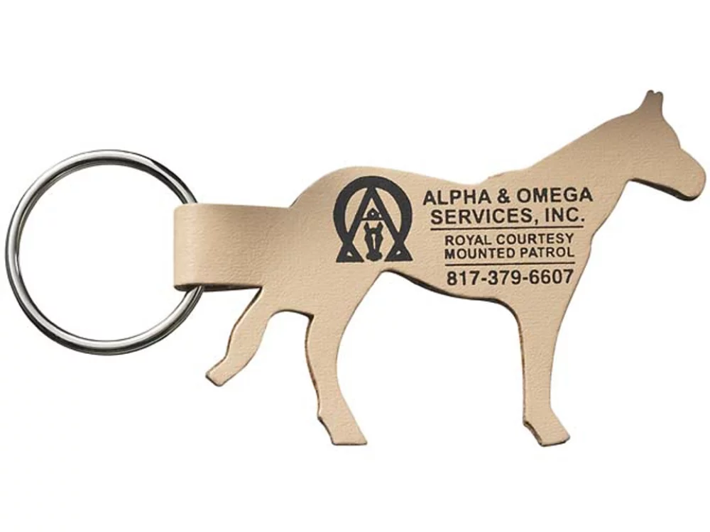 Porte-clés en forme de cheval en cuir synthétique bondé de la collection d'animaux