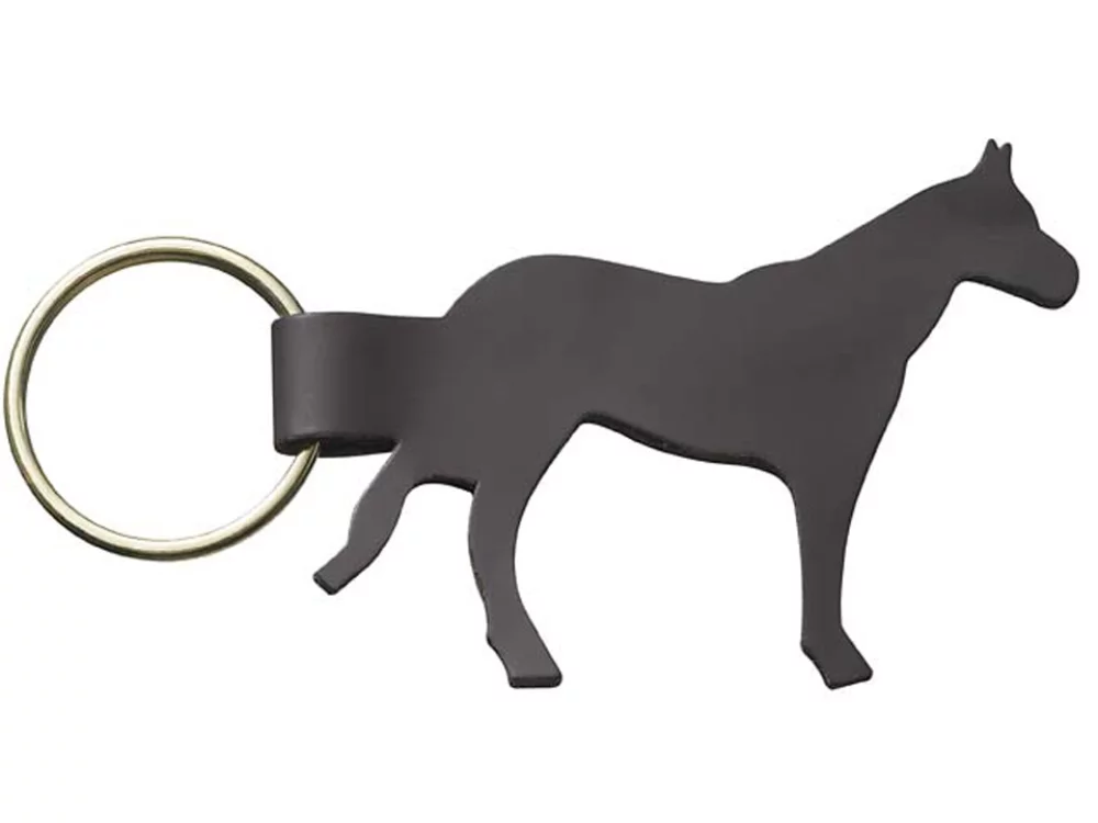 Porte-clés en cuir pleine fleur en forme de cheval de la collection d'animaux