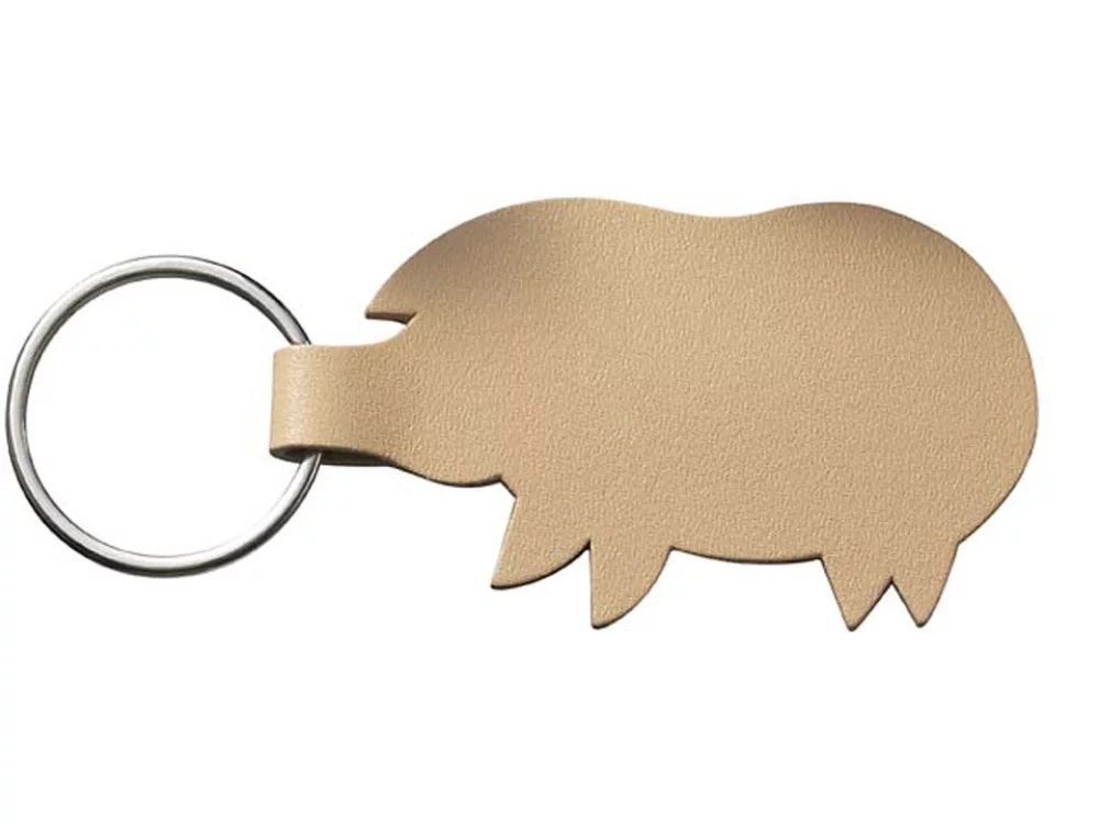 Bonded Leather Pig Shaped Animal Collection Key Chain