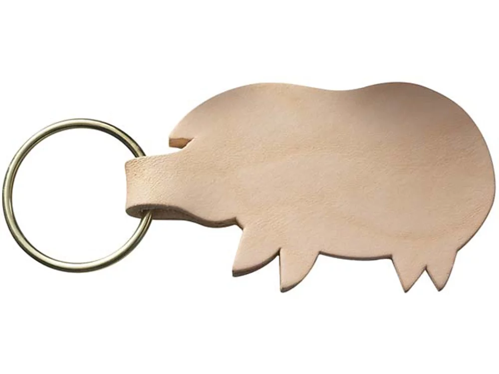 Porte-clés en forme de cochon en cuir naturel de la collection d'animaux