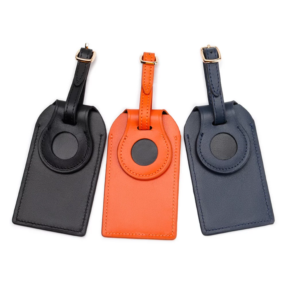 LUGGAGE TAG w/ Airtag Holder-GENUINE LEATHER