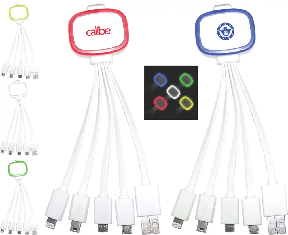 Câble de charge USB avec lumières LED 5-en-1