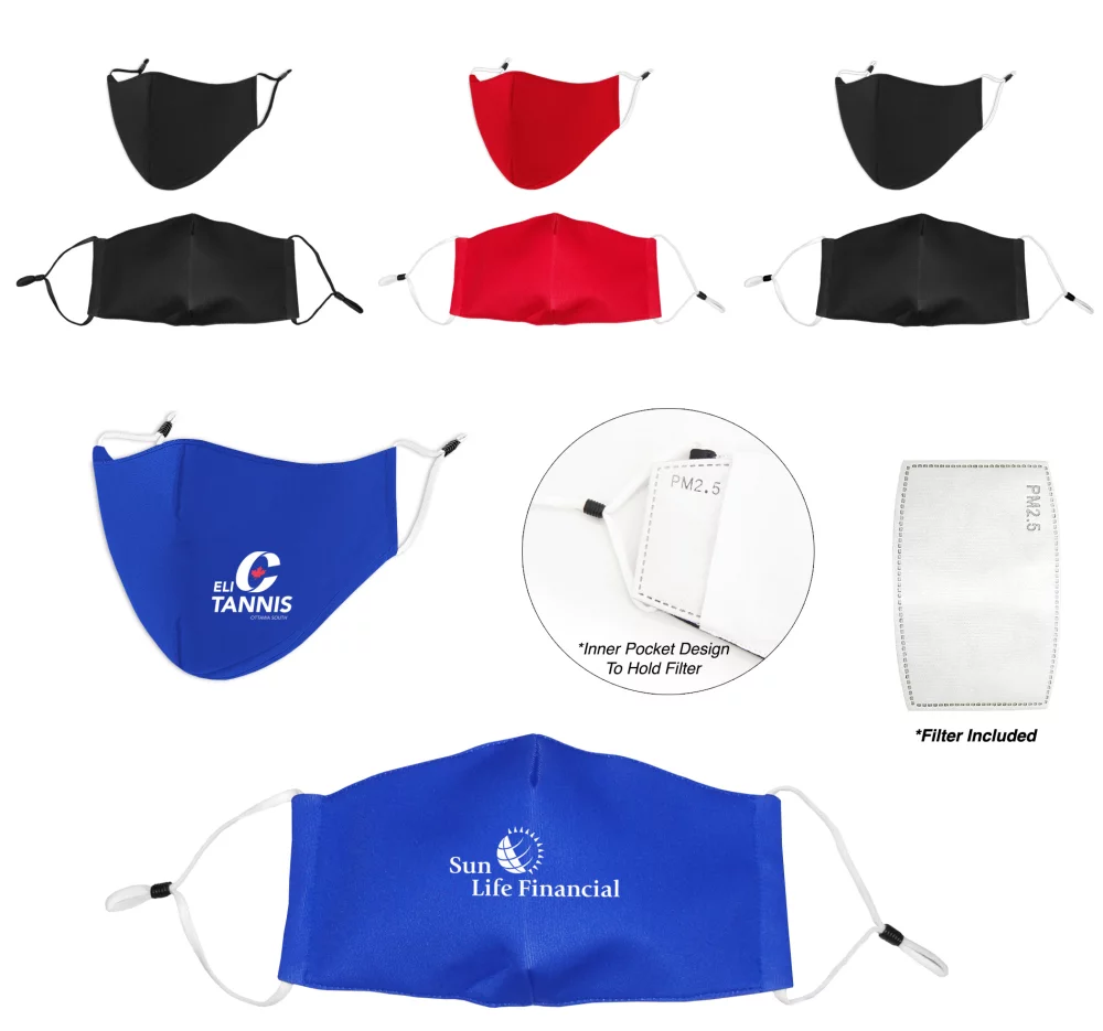 Masque facial en coton à 2 couches avec filtre