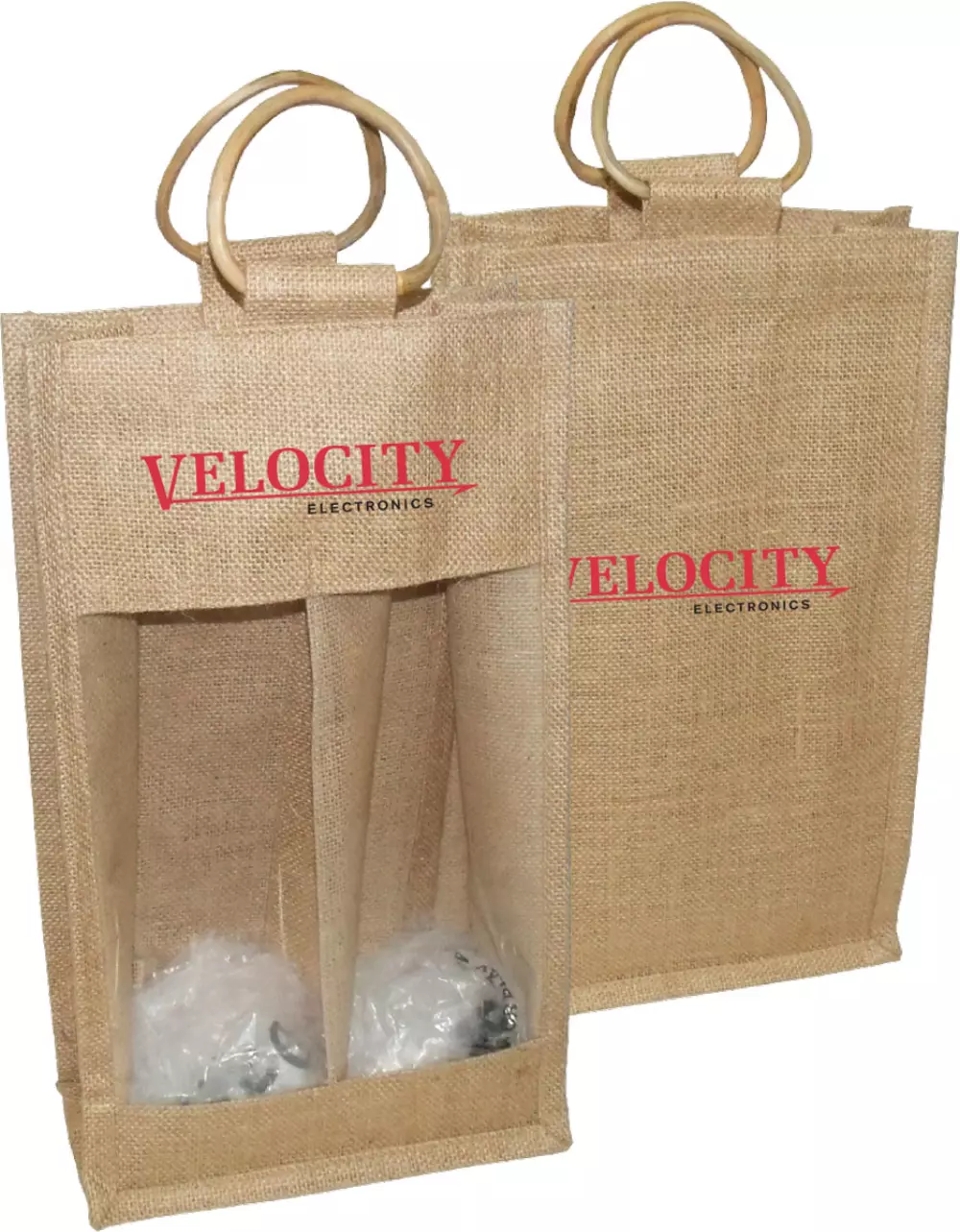 Sac à vin en jute pour deux bouteilles