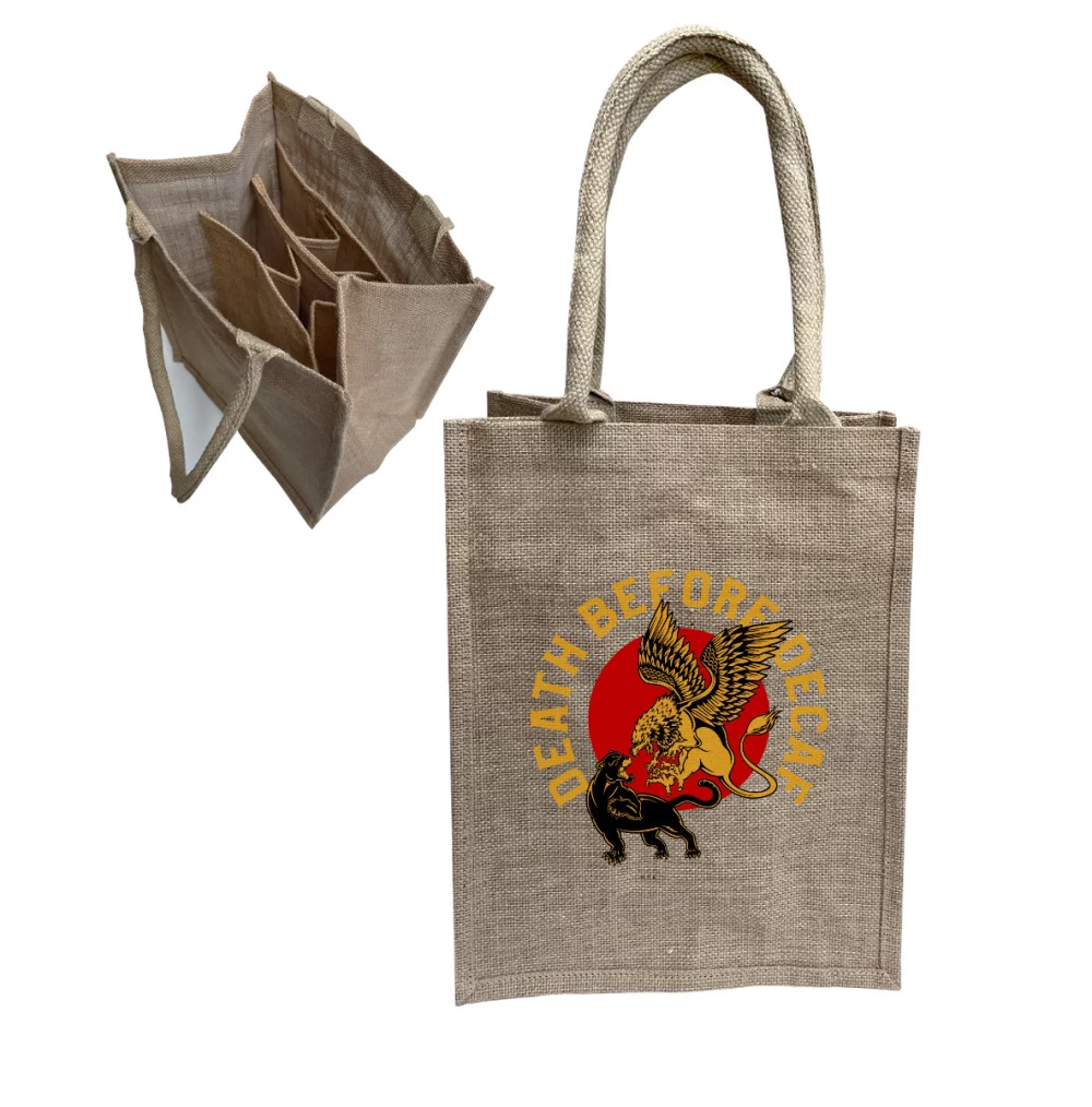 Sac pour six bouteilles de vin avec poignée en tissu