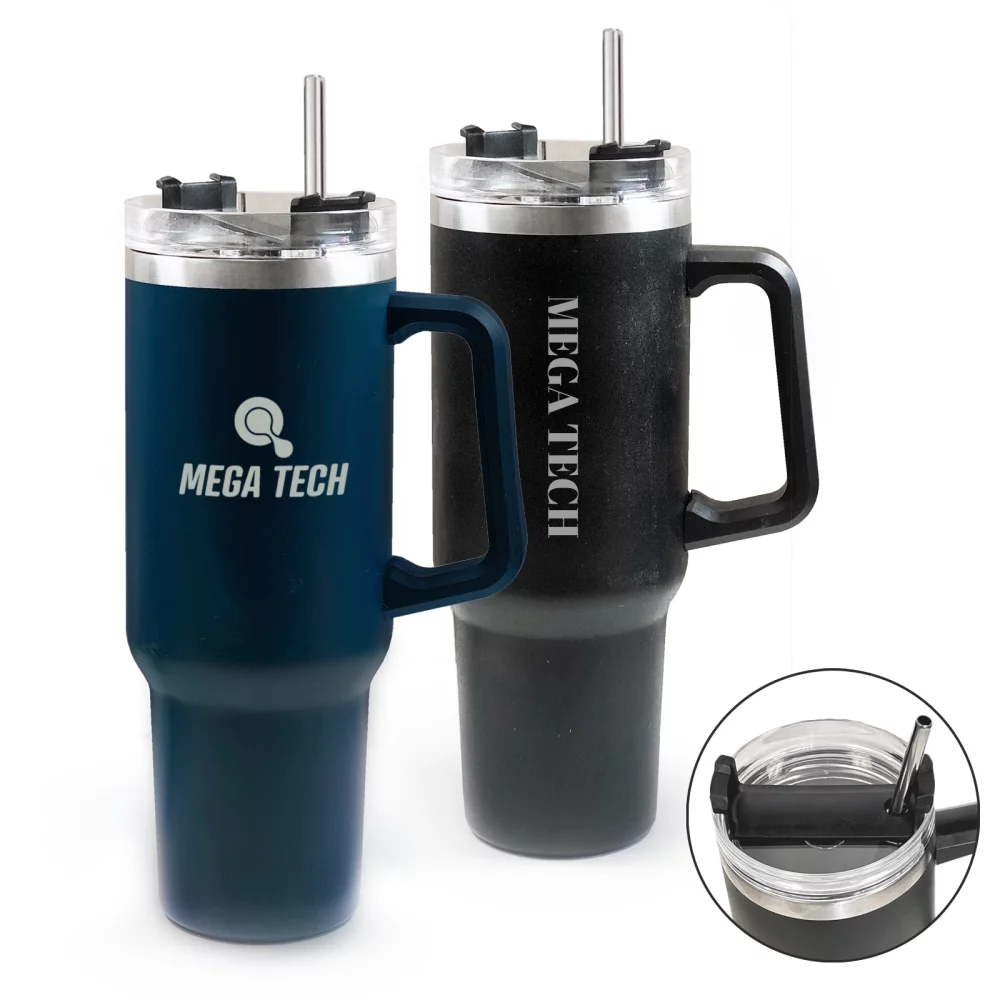 40 Oz Stainless Steel Tumbler With Straw Set