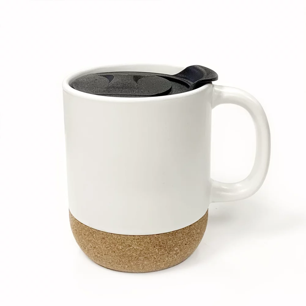 Cork Bottom Ceramic Mug with Lid