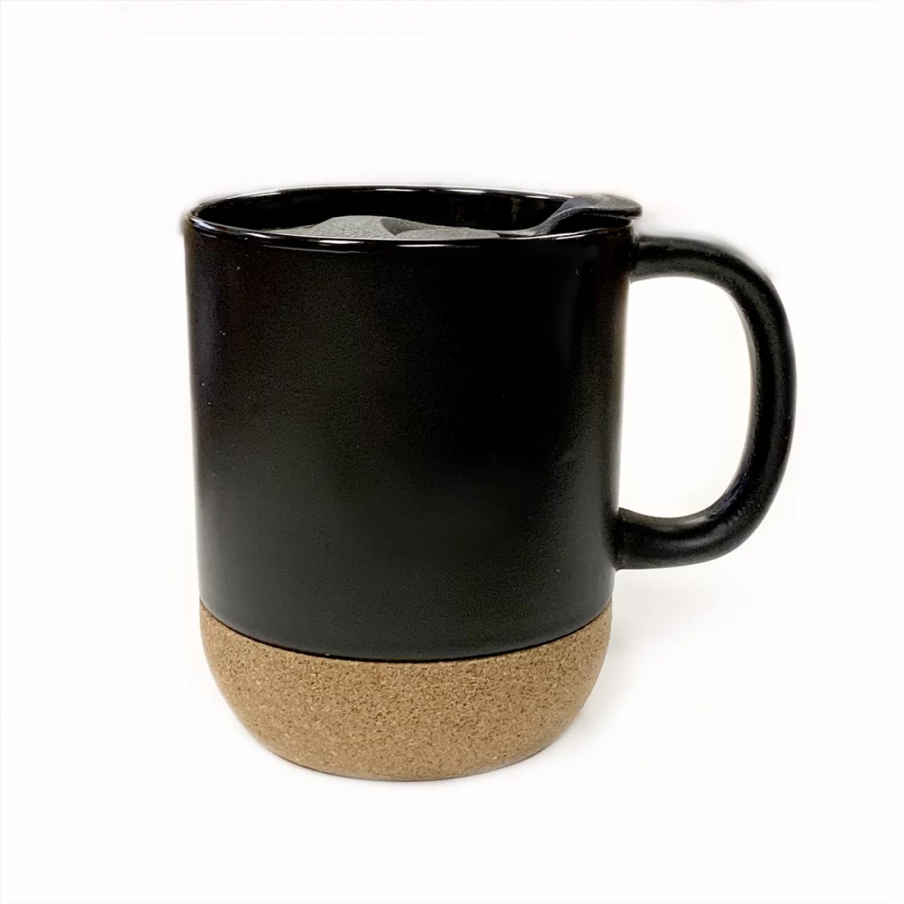 Cork Bottom Ceramic Mug with Lid