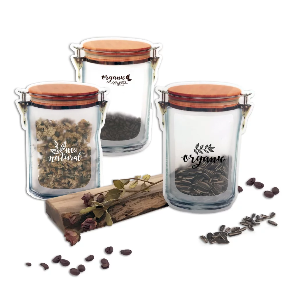 Sac à fermeture éclair de style bocal en verre (grand)