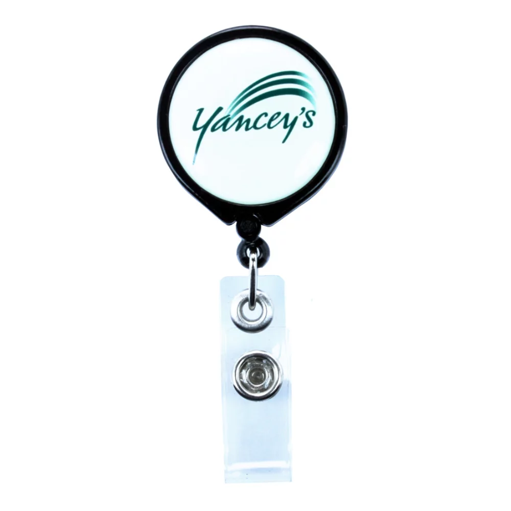 Pull Reel / Badge Reel with Alligator Clip - 1 3/16" Diameter Round Imprint
