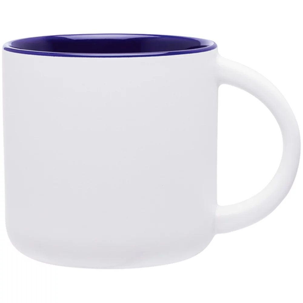 Mug Minolo de 14 oz (blanc mat et bleu cobalt)