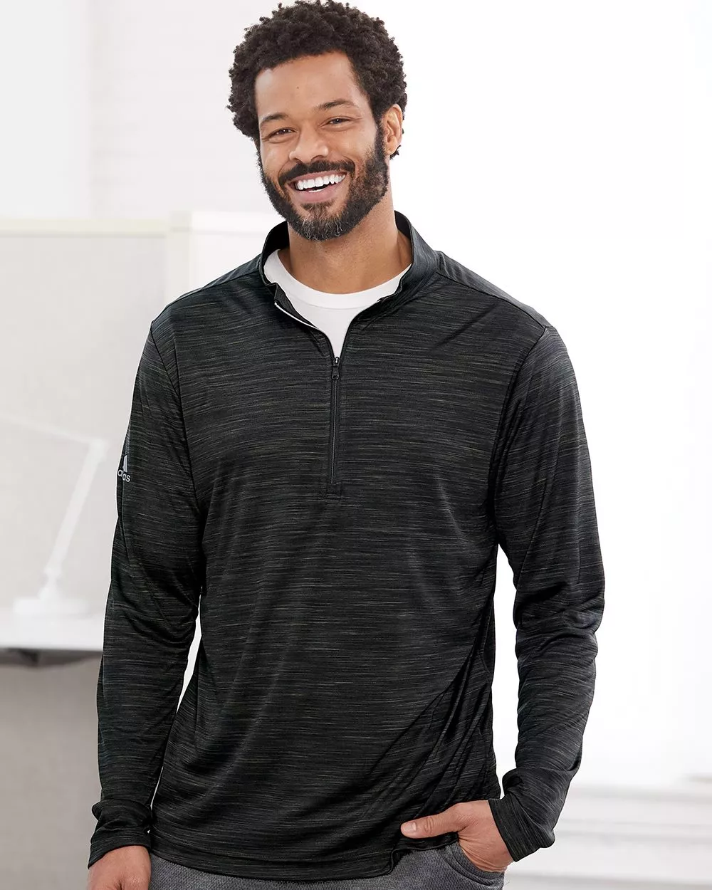 Adidas - Lightweight Mèlange Quarter-Zip Pullover