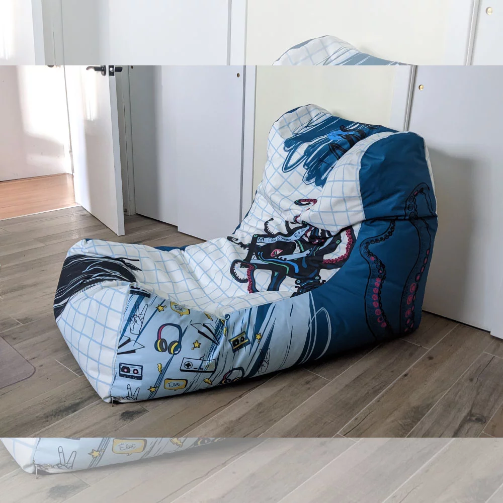 Bean Bag - 46x26x31 in (Printed fabric, cover and filling)