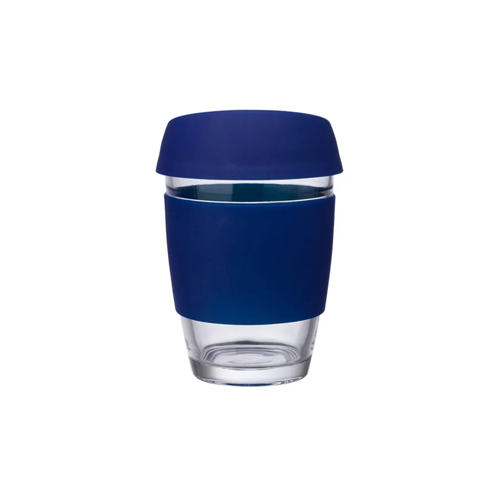 Tasse en verre de 12 oz avec poignée en silicone et couvercle